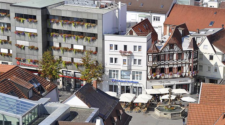 Reutlinger Marktplatz aus ungewöhnlicher Perspektive