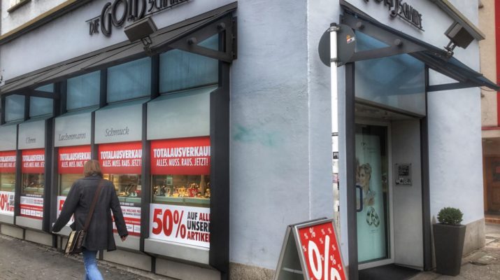 Die Goldschmiede in der Karlstrasse macht Totalausverkauf wegen Geschäftsaufgabe