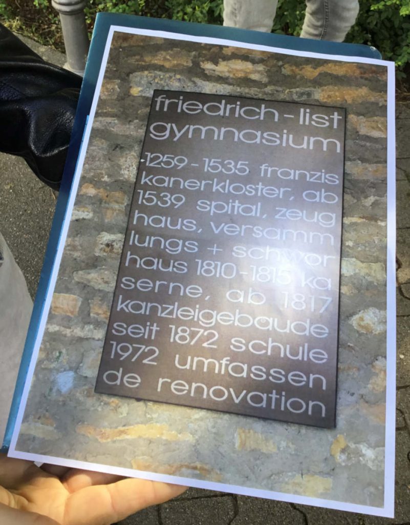 Foto der entwendeten Gedenktafel 