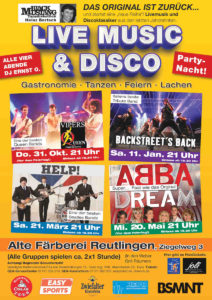 Plakat zu Live Music & Disco von hb-concerts